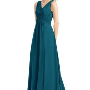 Azazie bridesmaid dress Flora ink blue formal long